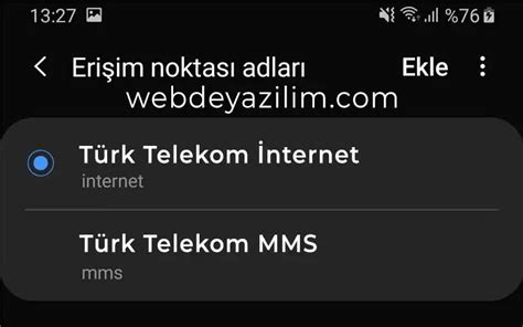 türk telekom internet ayarları